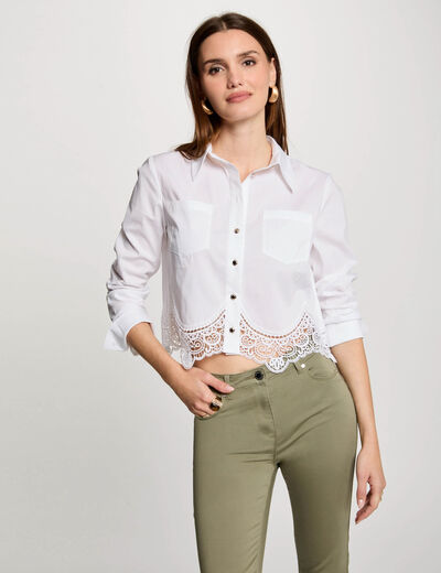 Camisa manga larga blanco mujer