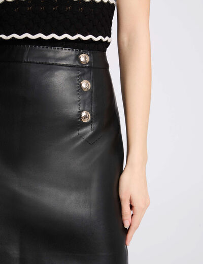 Falda corta cuero sintético negro mujer