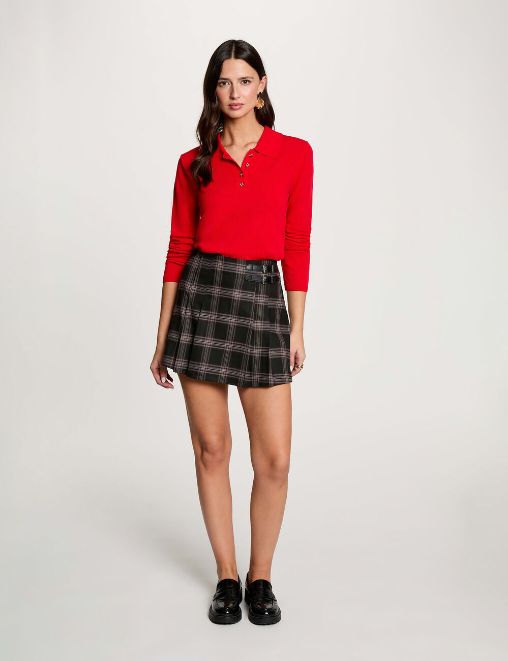 Jersey con cuello vuelto rojo mujer