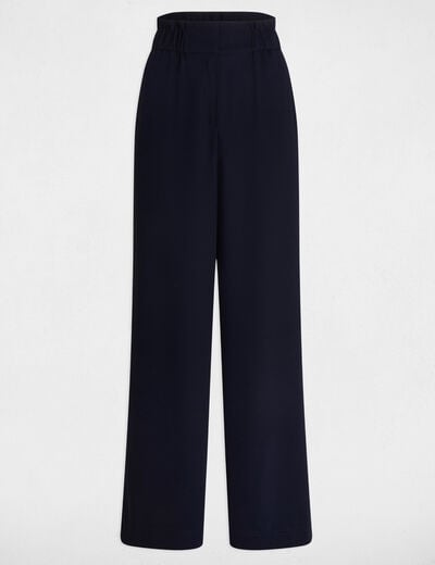 Pantal&oacute;n ancho de tiro alto azul marino mujer