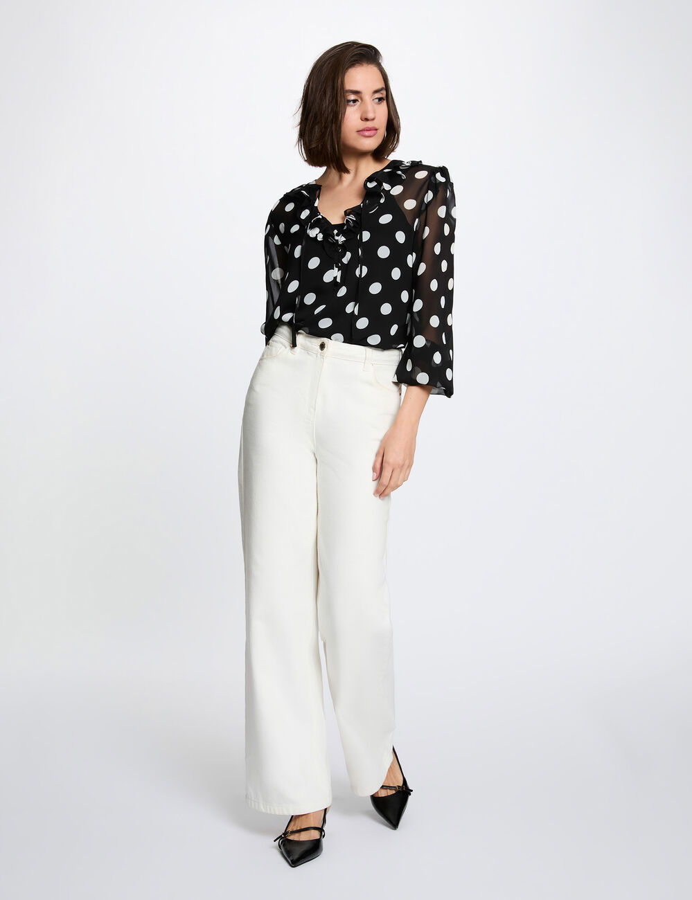 Blusa de gasa con cuello lazado multicolor mujer