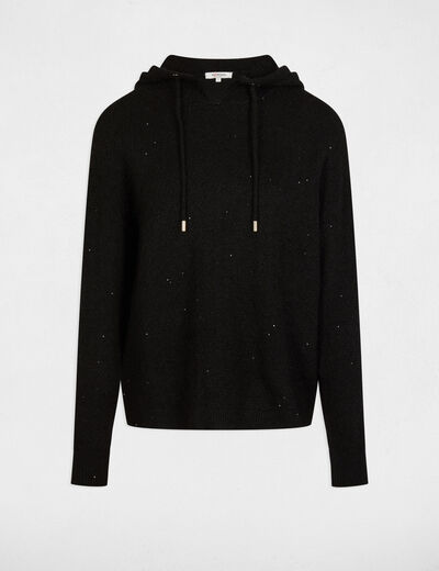 Jersey escote con capucha negro mujer