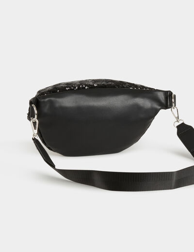 Riñonera con lentejuelas negro mujer