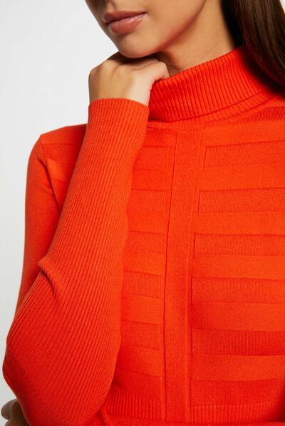 Jersey manga larga cuello de tortuga orange mujer