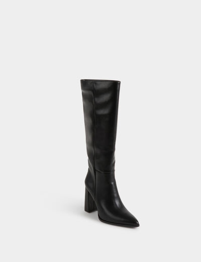 Botas con tacones y puntera fina negro mujer