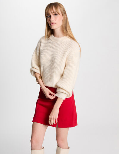 Jersey cuello redondo marfil mujer