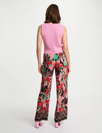 Pantalón pernera ancha multicolor mujer