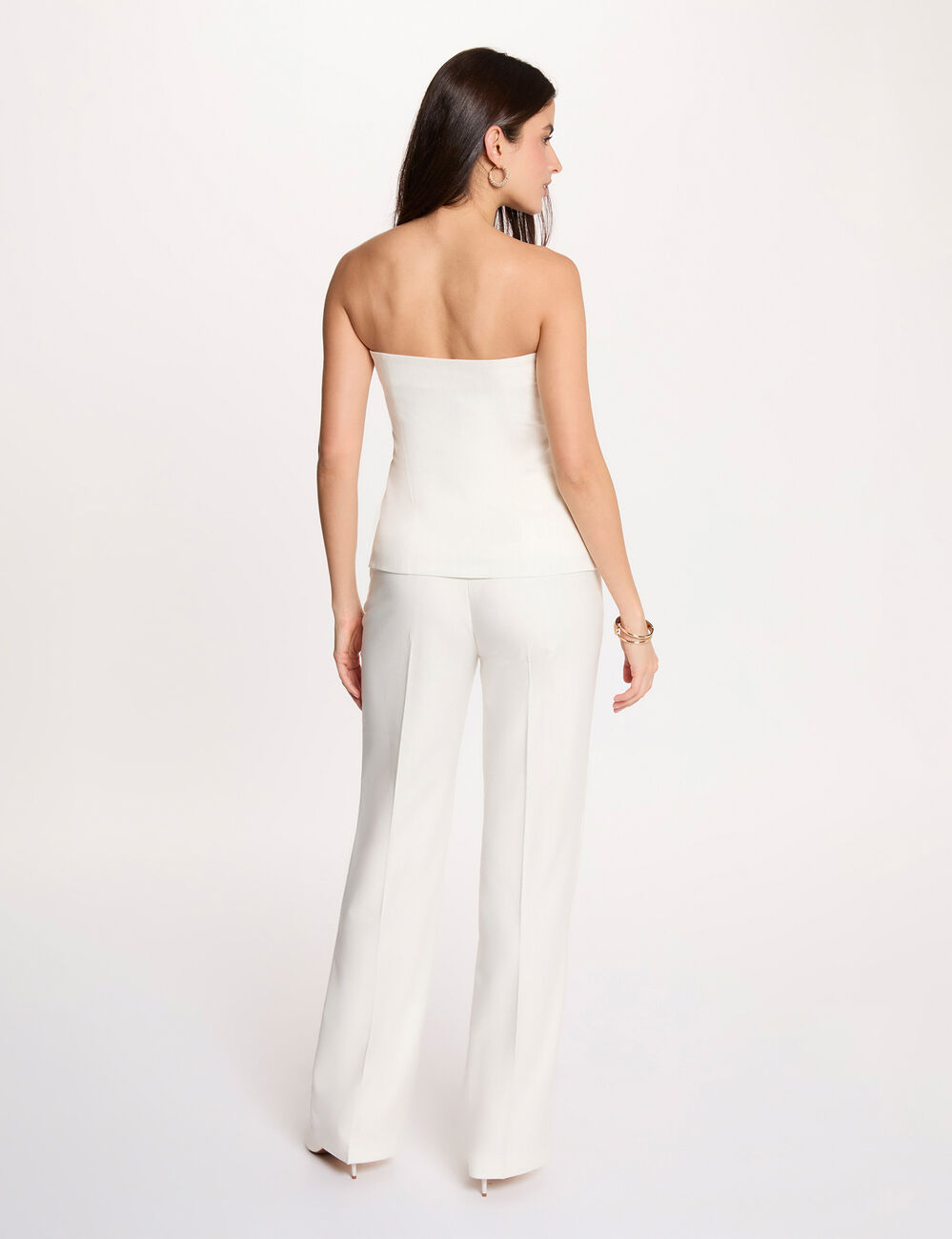 Bustier de rayas sin mangas blanco mujer