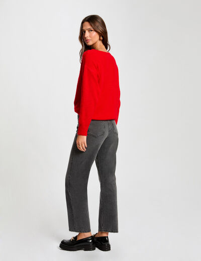 Jersey cuello redondo rojo mujer