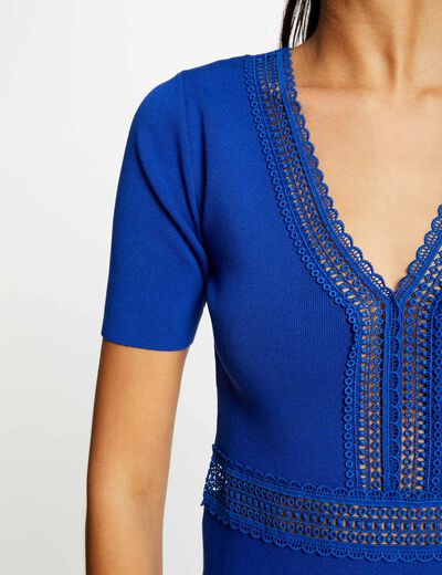 Vestido punto ajustado azul eléctrico mujer