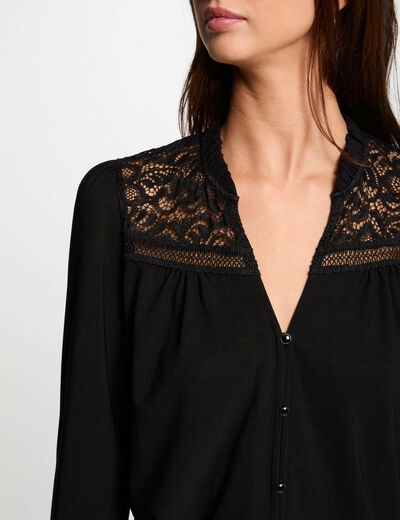 Camiseta manga larga negro mujer