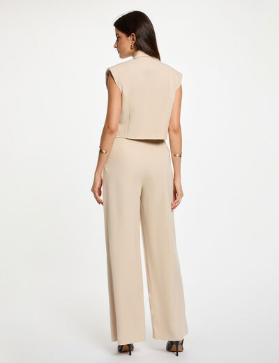Chaleco cropped beige mujer