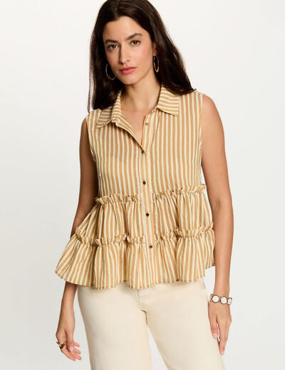 Camisa sin mangas a rayas multicolor mujer
