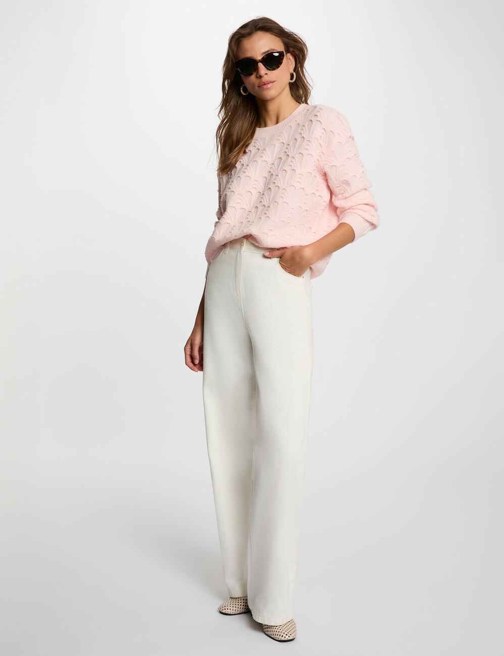 Jersey cuello redondo fantas&iacute;a rosa claro mujer