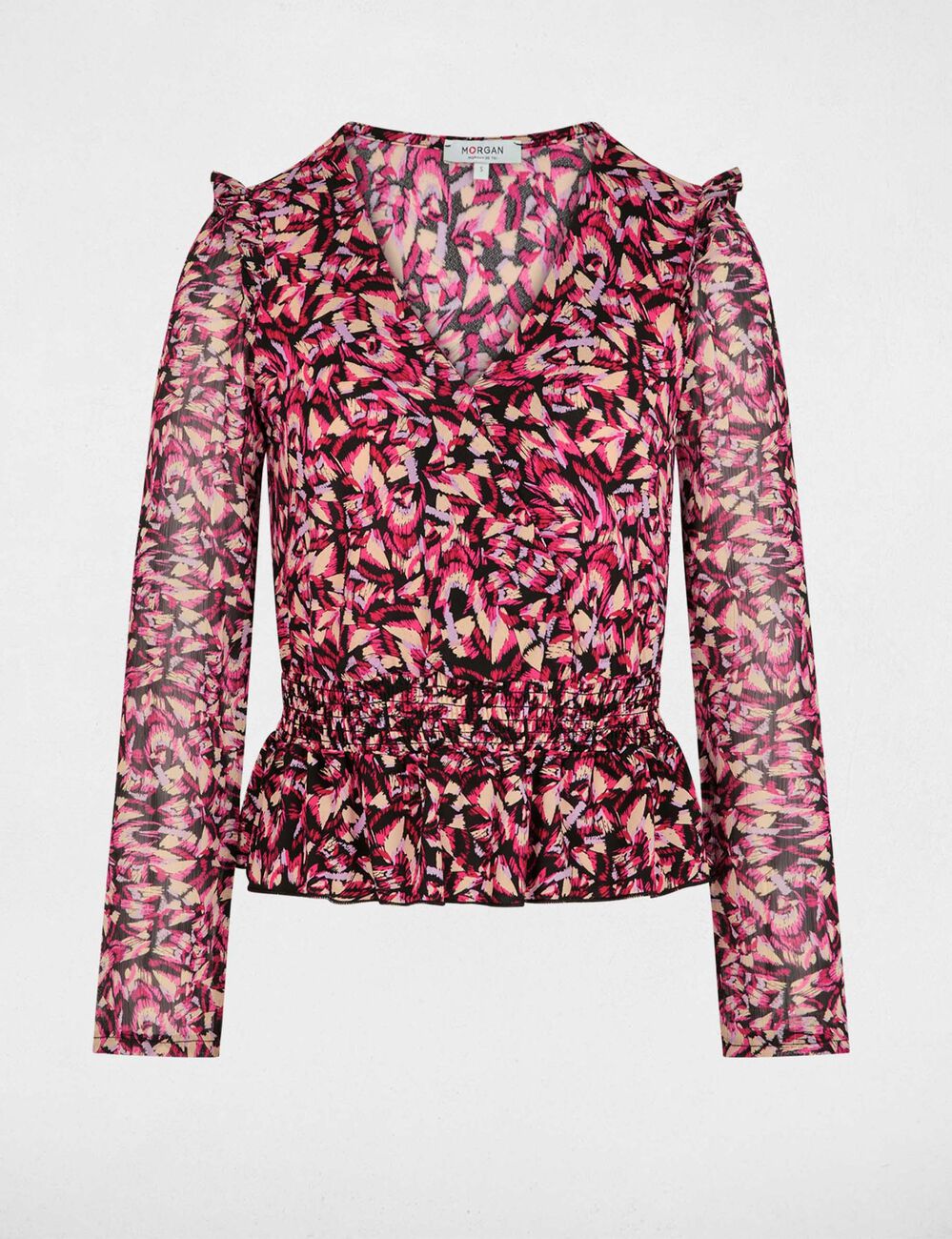 Camiseta ajustada cuello v multicolor mujer