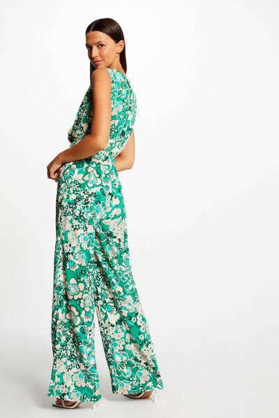 Mono largo de pernera ancha estampado multico mujer