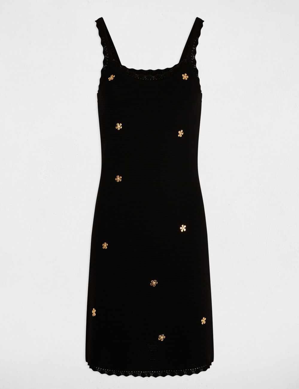 Vestido corto de punto. negro mujer
