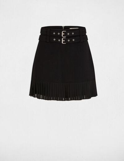 Falda corta con flecos negro mujer