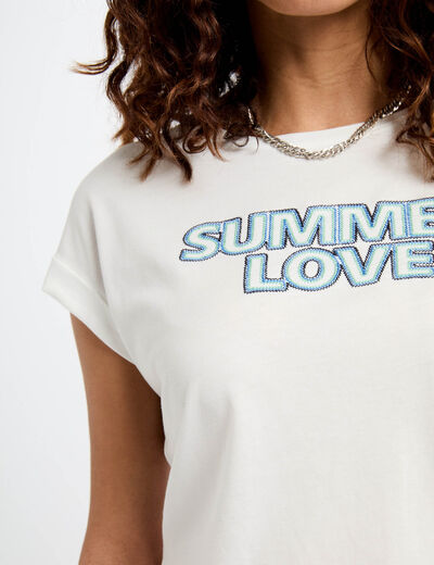 Camiseta con mensaje blanco mujer