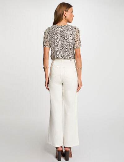 Blusa manga corta blanco mujer