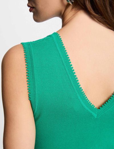 Jersey calado sin mangas verde emeralda mujer