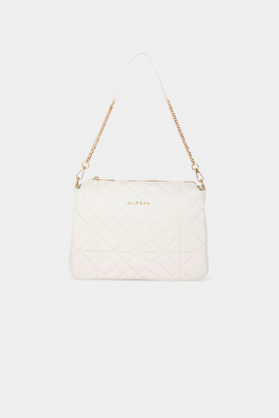 Bolso de hombro acolchado blanco mujer