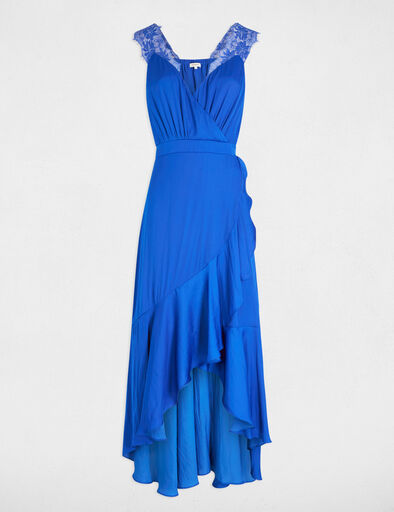 Vestido largo recto holgado azul eléctrico mujer