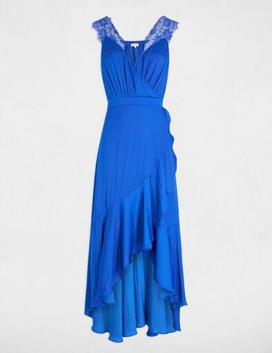 vestido largo recto holgado azul electrico mujer Vestido largo recto holgado azul eléctrico mujer