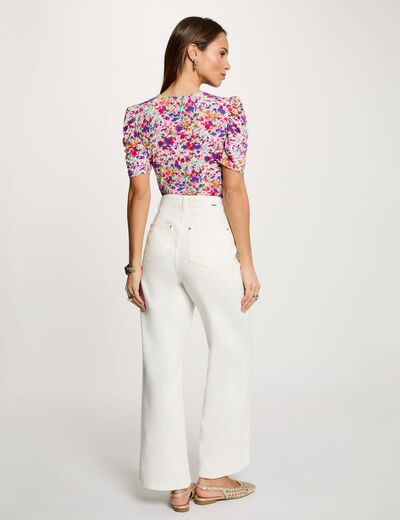 Camiseta ajustada cuello en v multicolor mujer