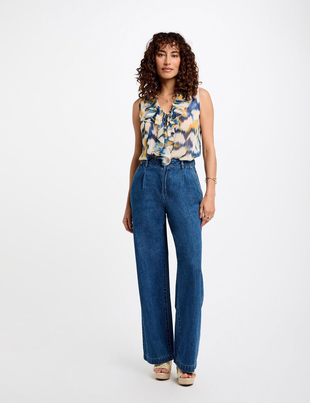 Blusa sin mangas multicolor mujer