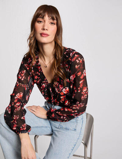 Camiseta manga larga multicolor mujer