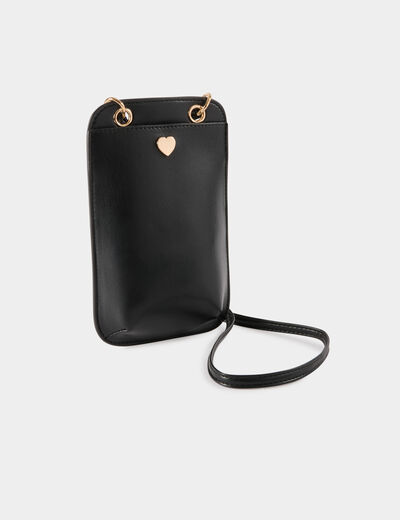 Bolso con hebilla coraz&oacute;n negro mujer
