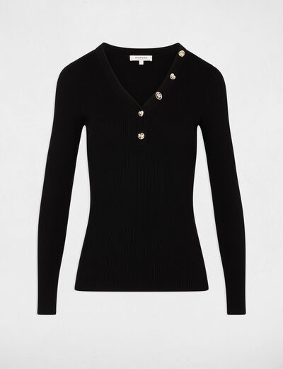 Jersey cuello v fantas&iacute;a negro mujer