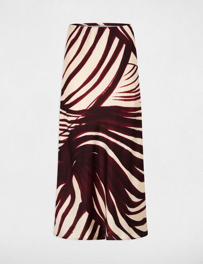Falda midi satinada multicolor mujer