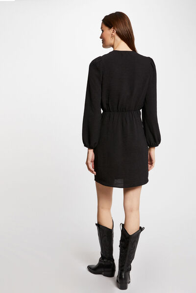 Vestido corto recto negro mujer