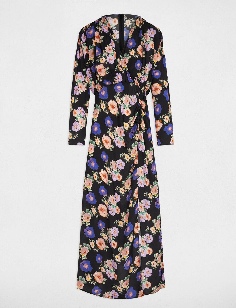Vestido largo satinado multicolor mujer
