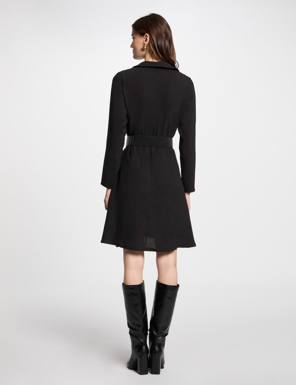 Vestido corto recto holgado negro mujer