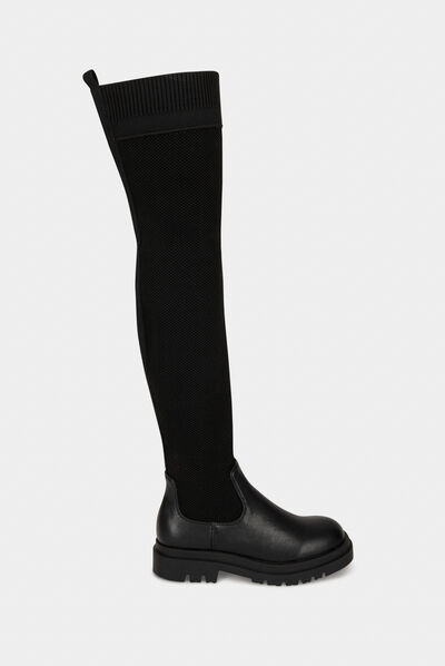 Botas calcetín por encima de la rodilla negro mujer