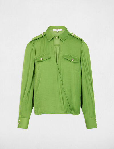 Blusa manga larga vert anis mujer