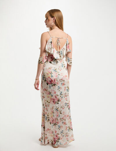 Vestido largo recto estampado multicolor mujer