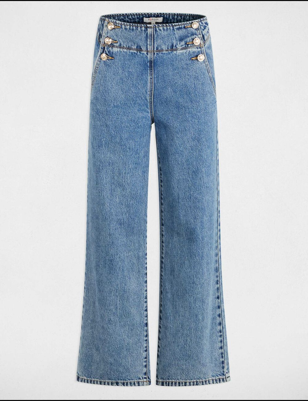 Vaquero boot-cut talle alto denim doble stone mujer