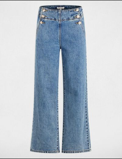 Vaquero boot-cut talle alto denim doble stone mujer