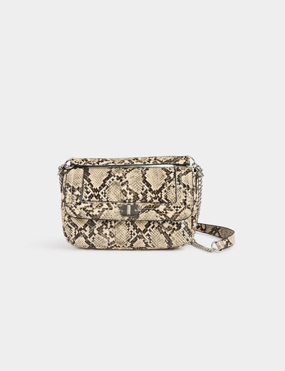 Bolso estampado de pitón arena mujer