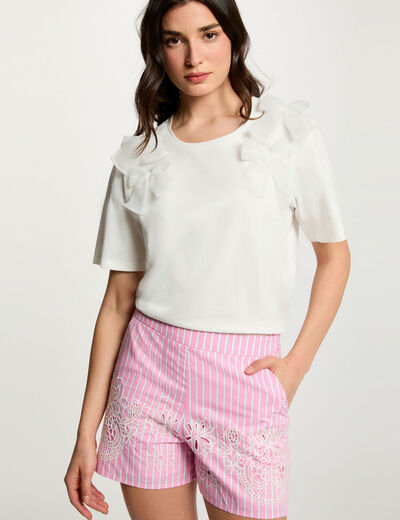 Pantal&oacute;n corto de cintura alta rosa mujer