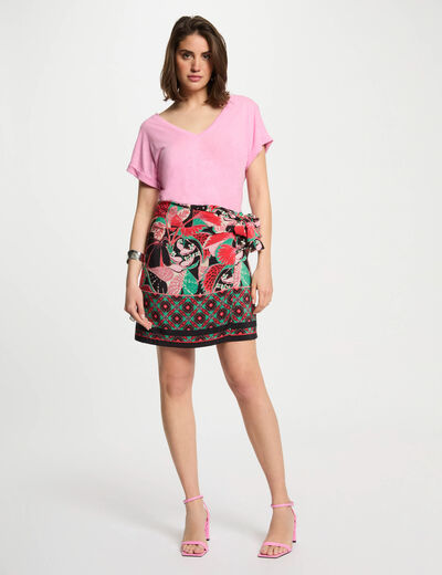 Falda estampada multicolor mujer