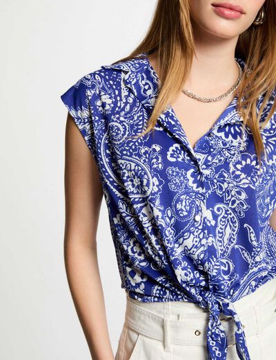Camisa manga corta multicolor mujer