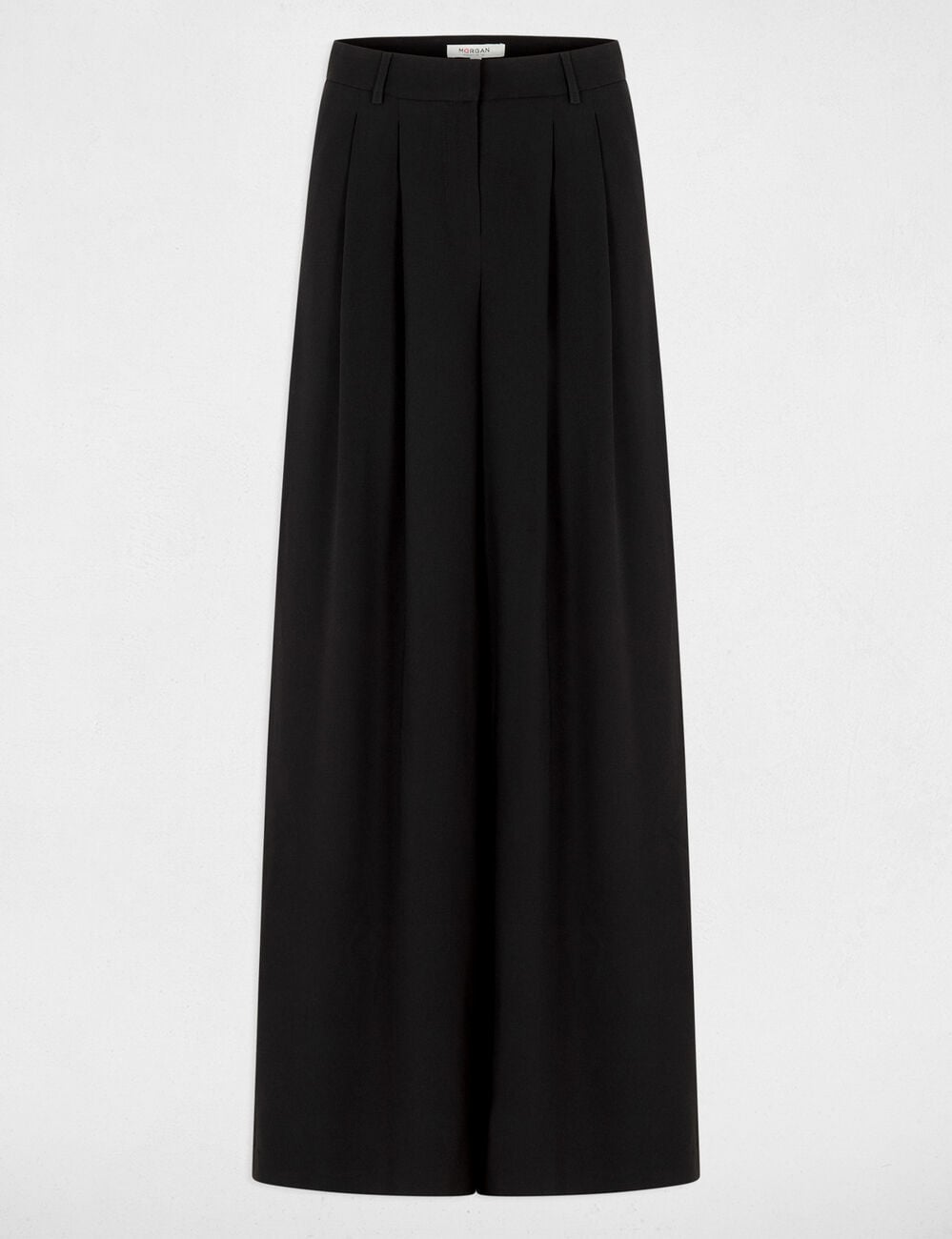 Pantal&oacute;n ancho de tiro alto negro mujer