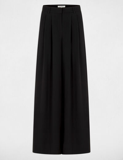 Pantal&oacute;n ancho de tiro alto negro mujer