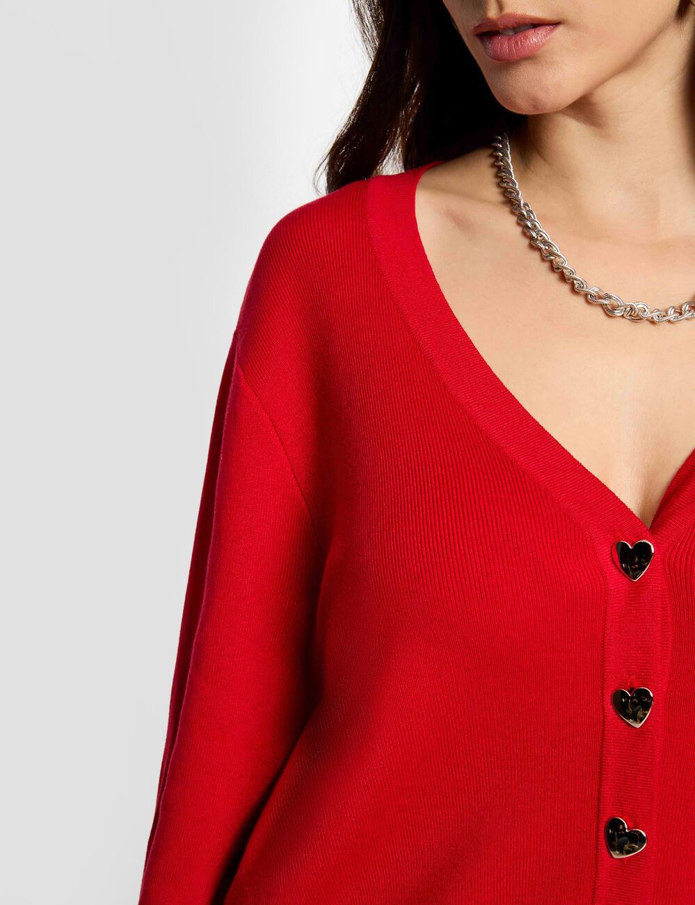 Chaleco ajustado cuello en v rojo mujer