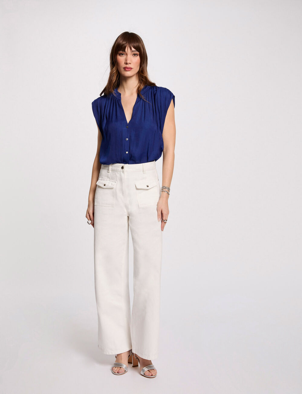 Blusa sin mangas azul eléctrico mujer